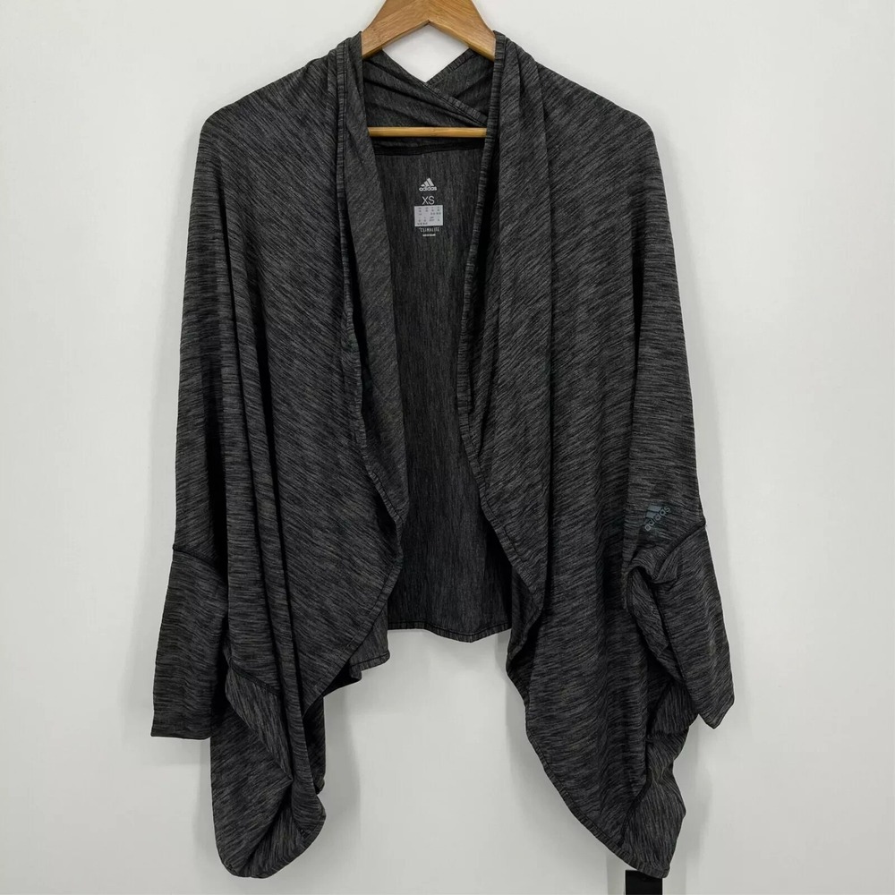 Adidas Twist n Turn Wrap Open Sweatshirt Women's Size XS Gray Climalite New NWT